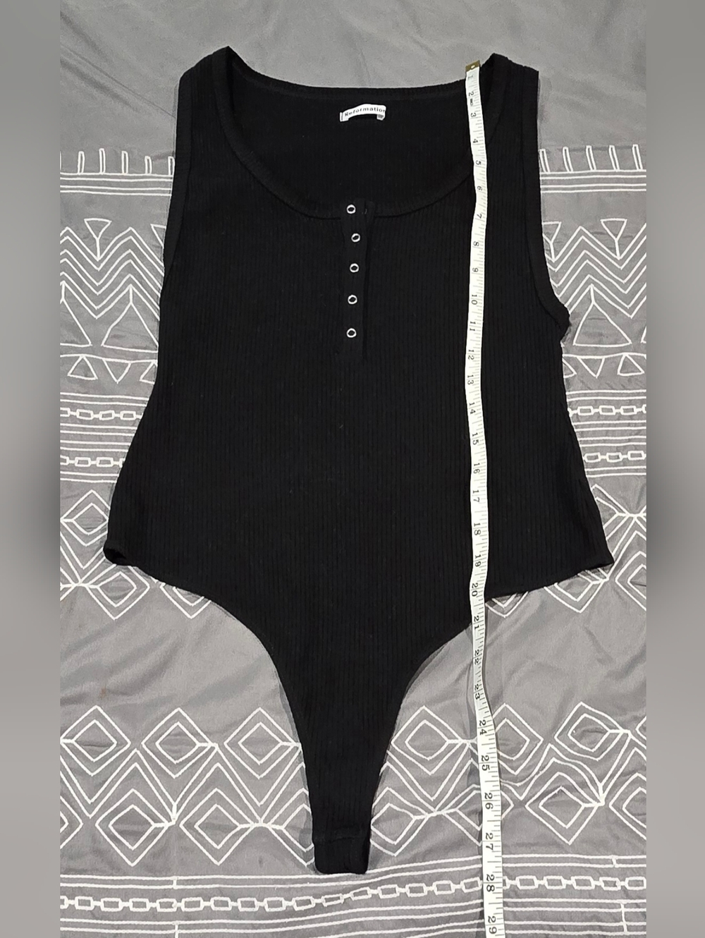 Reformation Black Ribbed Bodysuit Size Large - Picture 3 of 6
